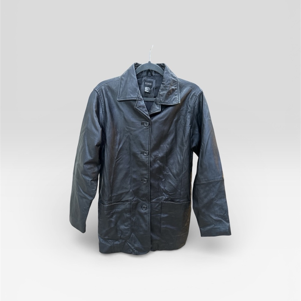 Massini Black Leather Blazer
